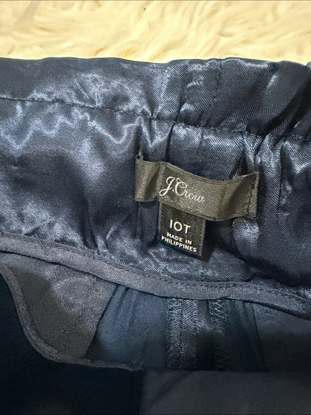 J. Crew Satin-Look Navy Wide-Leg Tie-Waist Pants Size 10